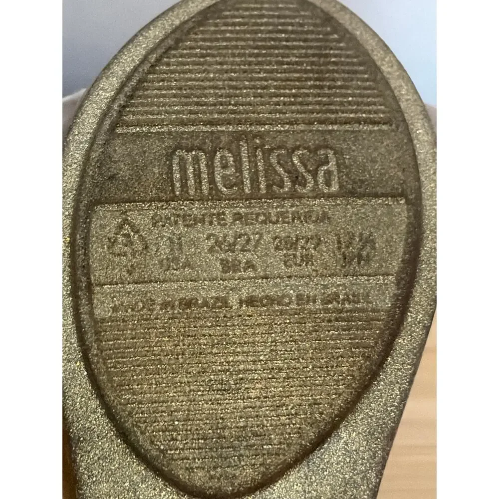 Mel by Melissa Purrfect Cat Glitter Jelly Flats Gold Girls Kids Size 11